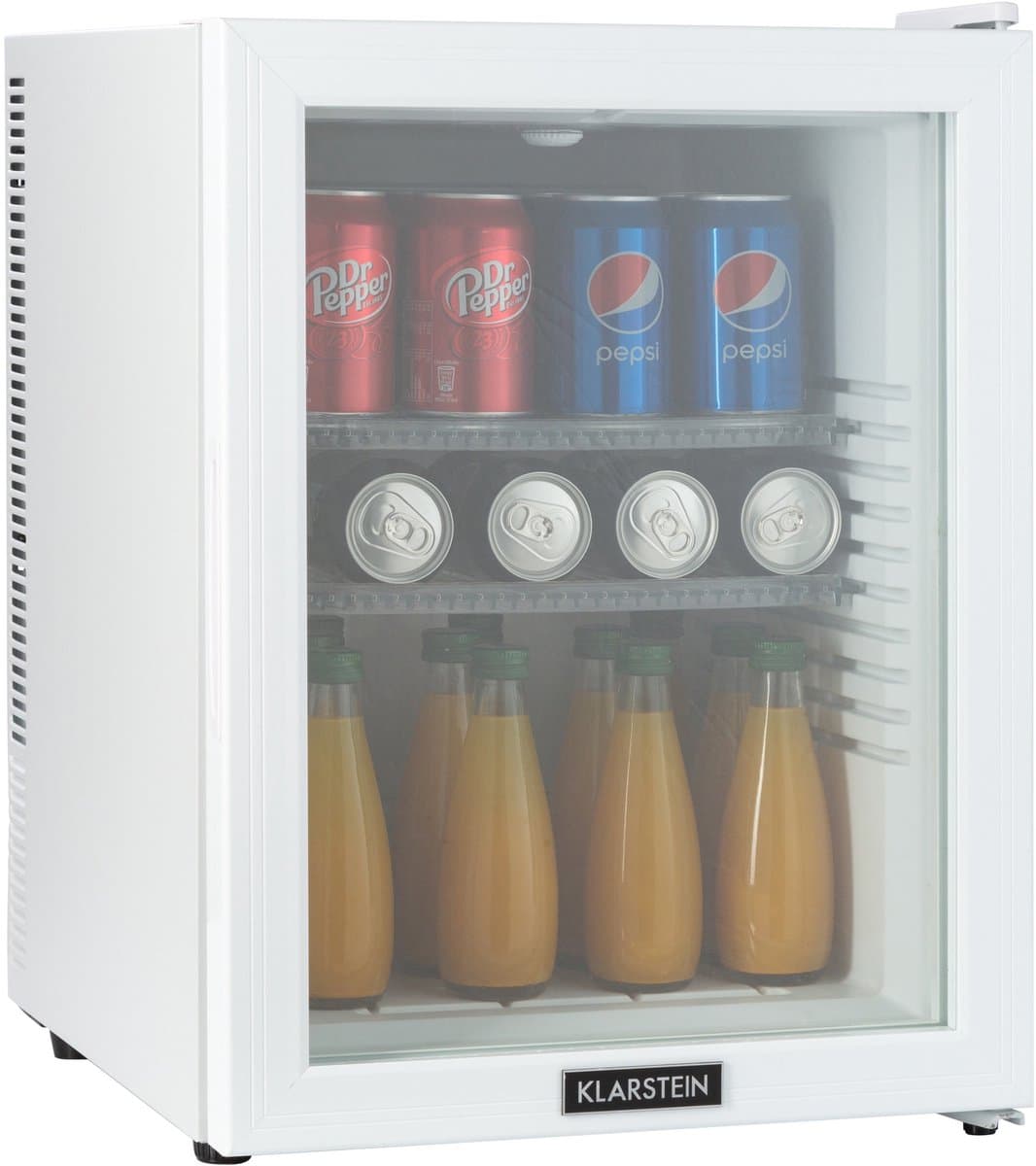 Klarstein Minibar Brooklyn 42 Mini koelkast - Compact - Vrijstaand - Thermo-elektrisch koelsysteem - 42 Liter inhoud - Koeling: 12 - 18 °C - Auto DeFrost - Energie-efficiëntieklasse: F - 23 dB - LED licht - Glazen panoramadeur - Wit — afbeelding 1