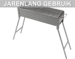 BBQ-grills - Voor camping en outdoor - Draagbare, opvouwbare houtskoolbarbecue - Grijs - 80*18*13cm — thumbnail 2