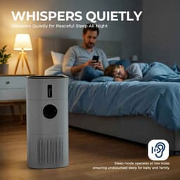 De Warenloods - 2-in-1 Luchtreiniger en Luchtbevochtiger - Tegen vieze geurtjes, huisstofmijt en huisdierallergie - H13 True HEPA-filter - 35-60m² - 25dB - Afneembare Bevochtigingsmodule - Wit — thumbnail 2