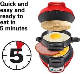 ACEP Ontbijtmaker - 220 V - Rood - Hamburger machine - Hamburgermaker - 800W - Keukenmachine - Contactgrills - Toaster - Sandwich — thumbnail 1
