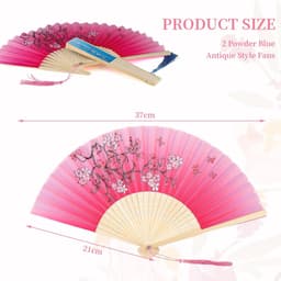 Opvouwbare handventilatoren met bloemenpatroon - 2 stuks roze en blauw voor bijvoorbeeld bruiloften en cosplay — thumbnail 3