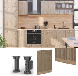 Elegante inbouw vaatwasser frontdeur in Artisan eik, 60 cm, AP antraciet — thumbnail 3