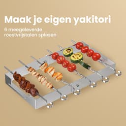 KitchenBrothers Kamado Hibachi Grill - Met Grillrek en Stokjes - Houtskool Barbecue - PFAS-vrij - Shichirin Tafelgrill - Rechthoekige BBQ - Keramische Barbecue - Vaderdag Cadeau - Zwart — thumbnail 4