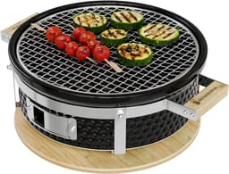 KitchenBrothers Kamado Hibachi Grill - Houtskool Barbecue - Shichirin Tafelgrill - PFAS-vrij - Ronde BBQ - Keramische Barbecue - Zwart — thumbnail 1