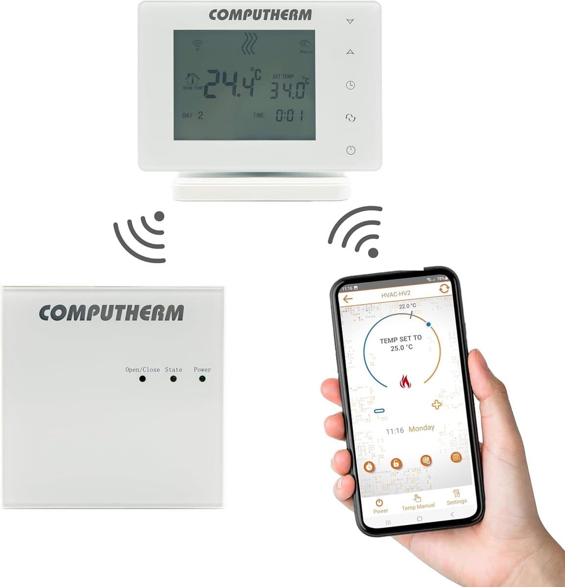 Draadloze Wifi Thermostaat Set voor Verwarming en Koeling - Bediening via App — afbeelding 1