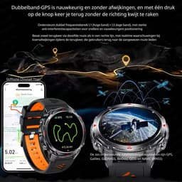 DrPhone ChronaX Titan GPS Smartwatch – Bluetooth Bellen – 3ATM Waterdicht – Hartslag/Slaap/Bloedzuurstof metingen – 1.46' HD – Heren Dames - Led licht - Nederlands App + Horloge taal - Camouflage — thumbnail 3