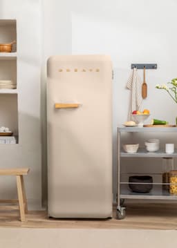 CREATE - Koelkast in retrostijl - Zand - Handvat Hout - FRIDGE RETRO 281L — thumbnail 5