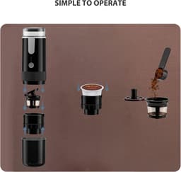 Koffiemachine voor onderweg met capsules en poedercontainer - Ideaal voor op reis - Handmatige espressomaker — thumbnail 4