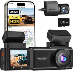 Wolfbox X3 Touch 3CH 2K Wifi Gps 64gb dashcam - Camera voor + achter - 3,0 inch touchscreen Lcd - Wifi en Gps - Parkeermodus - 2K resolutie - 64gb Micro SD kaart - dashcam voor auto — thumbnail 2