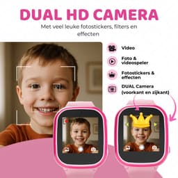 TinyPlay Smartwatch Kinderen - Dual Camera - Spelletjes - USB Oplaadbaar kinderhorloge - Kinder smartwatch - Meisje - Roze — thumbnail 3