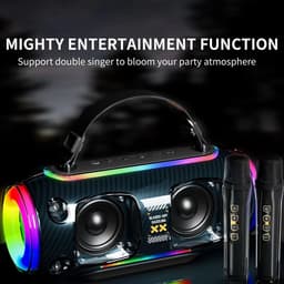Bluetooth Speaker -Bluetooth Speaker Draadloos -Portable Bluetooth Speaker - Lichteffecten - Muziek Box - AUX - TWS mobiele koppeling-Twee microfoons-Zwart-Party Speaker – Geschikt voor Feest, Camping & Thuis — thumbnail 3