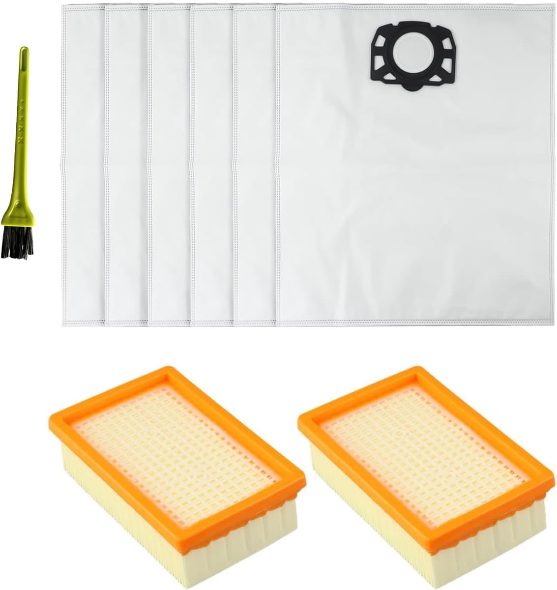 HEPA Filter en stofzakken - geschikt voor Kärcher WD4 - WD5 - WD6 - WD5P - WD6P - Premium MV4 - MV5 - MV6 stofzuiger - 2.863-005.0 2.863-006.0 - 2 Filter en 6 stofzakken — afbeelding 1