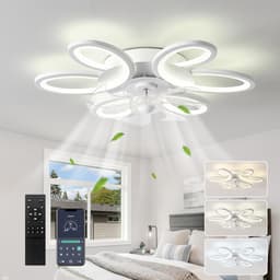 MUPOO Smart Plafondventilator met verlichting Ø65 cm - LED Dimbaar - 3 Lichtkleuren - Met Afstandsbediening & APP - 6 Snelheden - Timer - Zomer/Winter functie - Modern plafond ventilator voor Woonkamer Slaapkamer Kantoor — thumbnail 1