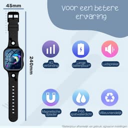 ISHIVA® GPS Horloge Kind geschikt voor Simkaart (4G GPS)–Smartwatch Kinderen met HD-camera & Videobellen - Kinder Smartwatch -1000 mAh Long Battery–IP65 Waterdicht–SOS Knop–School Mode-Veilige Zones-GPS Tracker–2 Jaar Garantie–Zwart — thumbnail 2