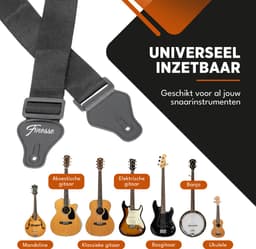 Finesse Gitaarband - Verstelbaar - Katoen - Akoestische & Elektrische Gitaar - Gitaarriem - Gitaar Strap - Guitar Strap — thumbnail 4