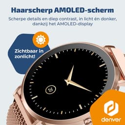 Denver Smartwatch - AMOLED - Hartslagmeter - Saturatiemeter - 100 sportmodi - Milanees bandje - Android iOS - SWC394RO — thumbnail 5
