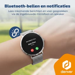 Denver Smartwatch - AMOLED - Hartslagmeter - Saturatiemeter - 100 sportmodi - Milanees bandje - Android iOS - SWC394S — thumbnail 2