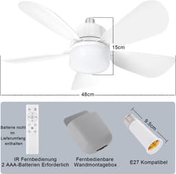 50 cm plafondventilator met verlichting en afstandsbediening - ideaal voor badkamer, keuken, slaapkamer en garage — thumbnail 5