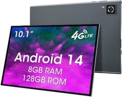 Krachtige 10 inch Tablet met 4G LTE en Bellen, Android 14, 8GB/128GB Opslag, Octa-Core Processor