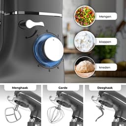 Fentic Keukenmachine – 2000W – Keukenrobot – Foodprocessor - 6,2L Mengkom – Incl. Vleesmolen, Blender en extra Accessoires – Antraciet — thumbnail 5