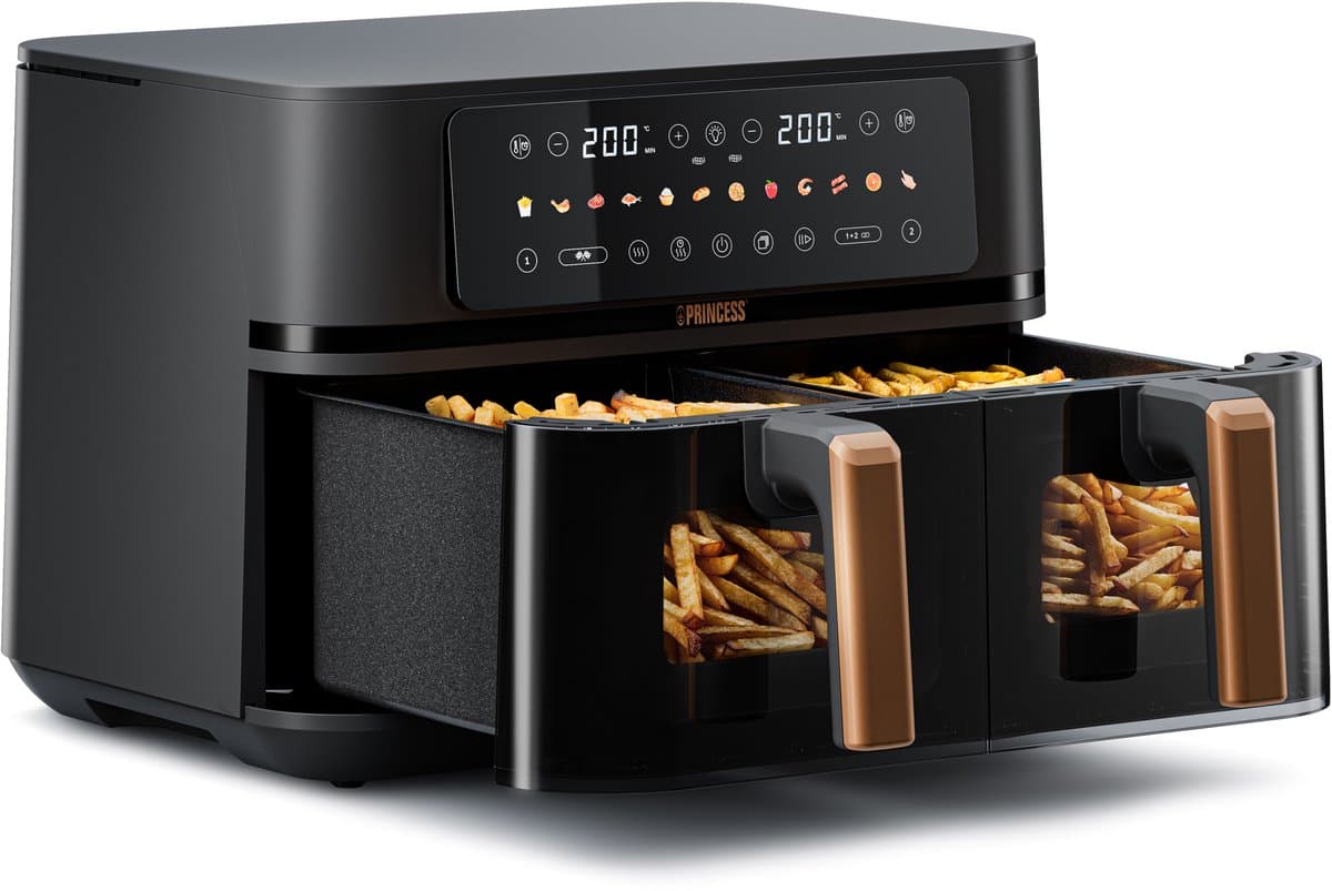 Princess 182272 Dubbele Airfryer - 2x 4.5L - 9 liter - 2 manden - XXL - Touchscreen - Kijkvenster - 12 programma's - 3100W — afbeelding 1