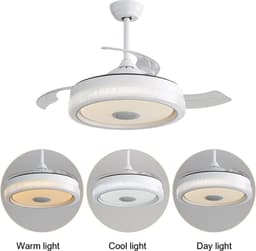LED-verlichting - Instelbare lichtkleur - Plafondlamp met ventilator en verlichting - 42-inch plafondventilator met verlichting – uitgerust met 32W meerkleurige LED's (3 kleurtemperaturen + RGB) – 3 ABS-ventilatorbladen en DC-motor — thumbnail 1