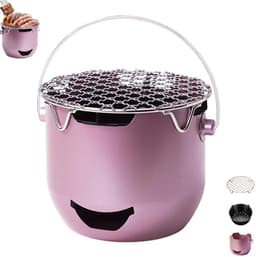 Draagbare houtskoolgrill - Mini roestvrijstalen houtskoolgrill - Paars - Kleine buitengrill - Mini houtskoolgrill - 2-in-1 buitengrill voor kamperen - Geschikt voor kamperen, barbecueën in de achtertuin, camper, picknicks — thumbnail 1