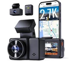Quvo® Dual Dashcam - Voor en Achter Camera – Auto Camera Met Nachtzicht – Zwart - 9cm x 8cm x 3cm