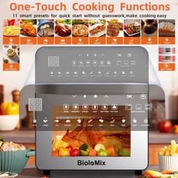 Lunekiss 15L luchtfriteuse oven 11‑in‑1 met dubbele verwarming, roestvrij staal, 1700W, draaispit & dehydrator — thumbnail 4