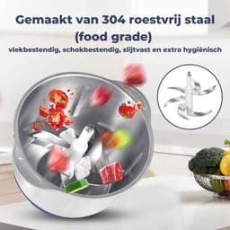 De Warenloods - Multifunctionele Keukenmachine - Vleesmolen - Foodprocessor - Hakmolen - Groentesnijder - 5 liter - Roestvrij Staal — thumbnail 4