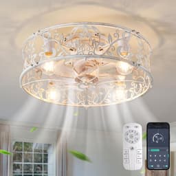 Industriële Plafondventilator met Verlichting Wit Laag Profiel 51cm met Afstandsbediening — thumbnail 3