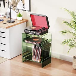 SNJY® Platenspeler Meubel - Platenspeler Kast - LP Houder - Platenhouder - Acryl - 30D x 45B x 58H cm - Groen — thumbnail 4