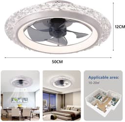 Crystal Ventilator - Ø50 cm - Stille Ventilator – Top Kwaliteit - Energie Zuinig – Met Remote - Dimbaar - APP - Ventilator - 6 Snelheden – Alternatief Voor Airco - Zomer en Winter Stand – Witte Ventilator — thumbnail 5