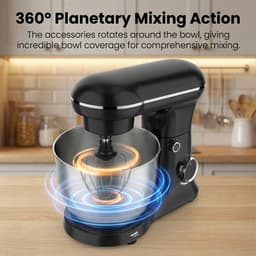 ACEP 60° Draaibare mixer - 5L - 1500W - Zwart - Mixer - Mixer met mengkom - Kitchenaid - Kitchenaid keukenmachine - Keukenmachine - Deegmachine — thumbnail 2