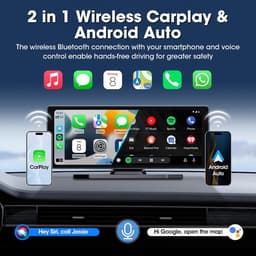 Carplay Display – Draadloos Carplay – Android Auto – Mirror Link – Dashcam – 10,26 Inch HD IPS Touchscreen – 4K Frontcamera met 350° Draaibare Lens — thumbnail 2
