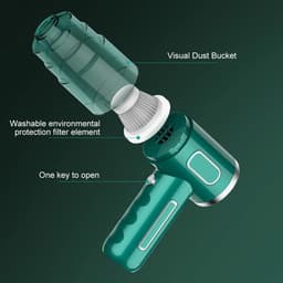 Draadloze Auto Stofzuiger - Kruimelzuiger Handheld - Auto Interieur Reinigen - Sterke Zuigkracht Nat Droog - 500 Gram Lichtgewicht - Groen — thumbnail 2