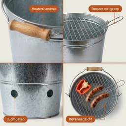 Lomera BBQ Emmer - Barbecue Emmer - Houtskool BBQ Emmer - Mini BBQ Emmer - Tafelmodel BBQ Emmer - Draagbare BBQ Emmer - Portable BBQ - Emmer Barbecue - Emmer BBQ - BBQ Bucket — thumbnail 5