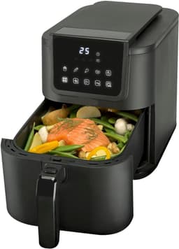 Quvo® Airfryer xl - Airfryer xxl - Heteluchtfriteuse - 5 Liter - met keramische antiaanbaklaag - Zwart - 29cm x 23cm x 40cm — thumbnail 2