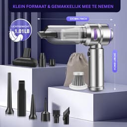 CLVP® Kruimeldief Draadloos - Auto Stofzuiger - Handstofzuiger - Zilver — thumbnail 2