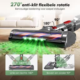 Hiaonyx Steelstofzuiger Draadloos,35000Pa, Tot 50 minuten werking, Met 2 accu’s, 1,6L stofcontainer, Geschikt voor huisdierenharen en tapijt,Rood — thumbnail 4