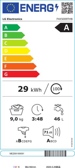 LG F4X5009THB - Wasmachine - 71 dB - A-40% Wasmachine (9 kg, 1400 rpm, A) — thumbnail 2