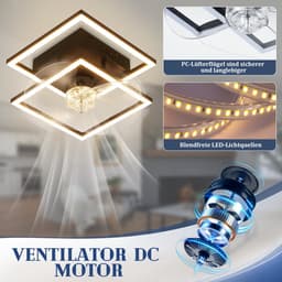 NETTLIFE Plafondventilator met Verlichting LED - Stil - Met Afstandsbediening - Zwart - 3000-6500K Dimbaar - Modern - 6 Standen - DC-Motor - Timer - Voor Slaapkamer — thumbnail 2