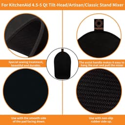 Keukenmachine Glijplank - Mixer Onderstel - Apparaat Verplaatsen - Duurzaam Rubber Materiaal - 34 x 21 cm - Mat Zwart — thumbnail 3