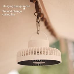 Campingventilator - Tentventilator - Draagbare Ventilator - USB Oplaadbaar - Met Statief - Met Haak - 3 Snelheden - 4000 mAh - Zwartgrijs — thumbnail 2