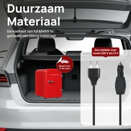 Kaaiman® Mini Koelkast 4L - Kleine Koelkast 12V/220V - Cosmetische Koelkast - Warm en Koud Functie - Skincare Fridge - Minikoelkast Slaapkamer - Rood — thumbnail 5