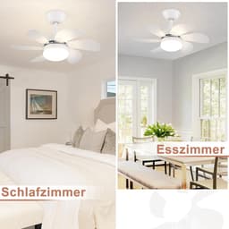 Glitzerlife - Plafond ventilator met verlichting - Ventilator lamp plafond - stille plafondventilator - stil met afstandsbediening en timer - Ø75cm - wit - plafondlampen met ventilator voor woonkamer en slaapkamer — thumbnail 5