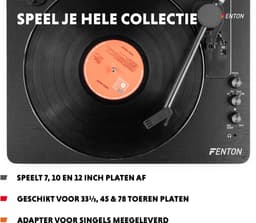 Platenspeler Bluetooth (in/uit) - Fenton RP162B - retro platenspeler met speakers (stereo) en mp3 speler - Zwart — thumbnail 3