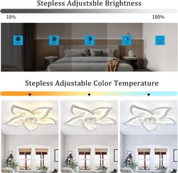 Plafondventilator met Licht en Afstandsbediening Bloemvorm Dimbaar LED Hanglamp Woonkamer — thumbnail 5
