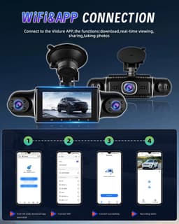 Dashcam – Auto Camera – Rijcamera – 360 Graden Camera – Parkeercamera – Vijf 1080P Camera’s – G-Sensor Met Automatische Noodopname – Nachtzicht Met Wifi App Bediening — thumbnail 2