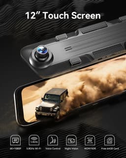 Allero Achteruitkijkspiegel - Met Camera - Digitaal 4K - Achteruitrijcamera - Dashcam - Dashcam voor Auto - WiFi - 64gb - zwart — thumbnail 5